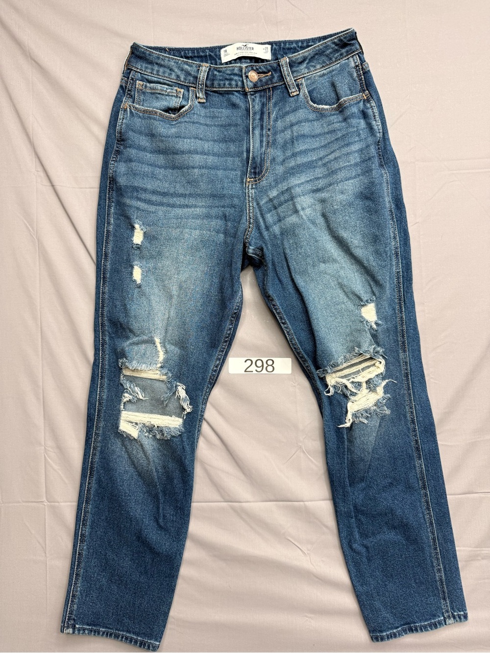 Hollister Distressed Mid-Blue Relaxed Jeans